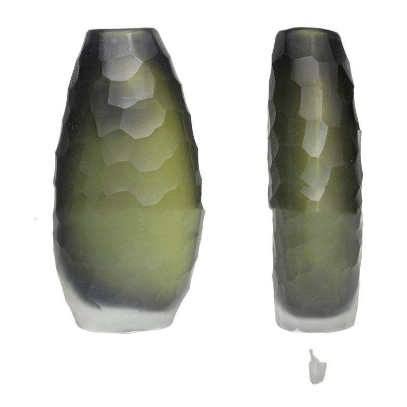 Irregularly Carved Ground Glass Vase Soft Decoration