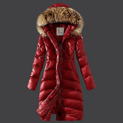 Raccoon Large Fur Collar Plus Size Slim Down Coat And Long Women