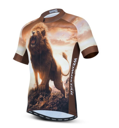 Cycling Jerseys Men 3D Lion Printing Bicycle Clothing Breathable Short Sleeve Shirts Quick Dry Bike Tops