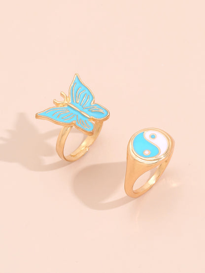 Personalized Colorful Butterfly Gossip New Combination Ladies Ring