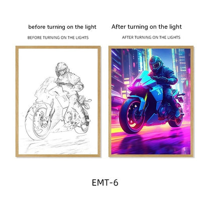 Motorcycle Motor Bike Luminous Paint Bedroom Bedside Hotel Decoration Painting