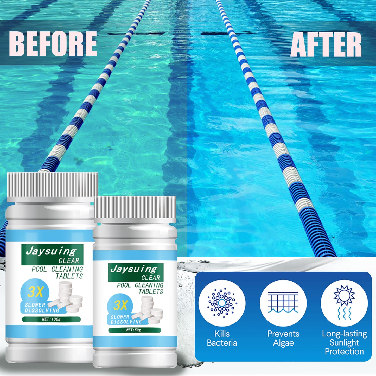 Pool Effervescent Tablets Spa Bathroom Treatment Algae Remover