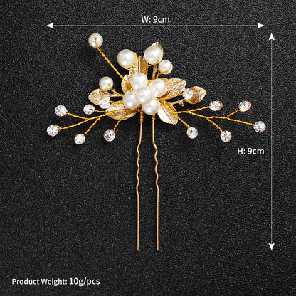 Bridal Jewelry Headdress Handmade Pearl U-shaped Head Flower Hairpin