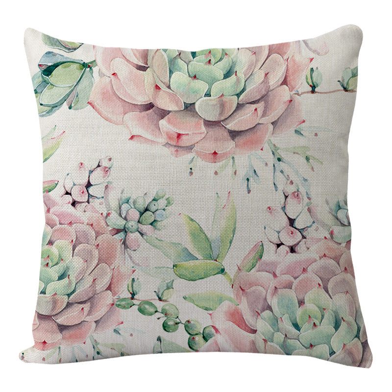 Flowers And Birds Flowers Flax Pillow Car And Sofa Cushion Lumbar Pillow
