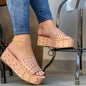 Women Rivet Slippers Summer High Heel Plats Shoes Peep-toe Beach Shoes - FLIPSTYLEZLLC