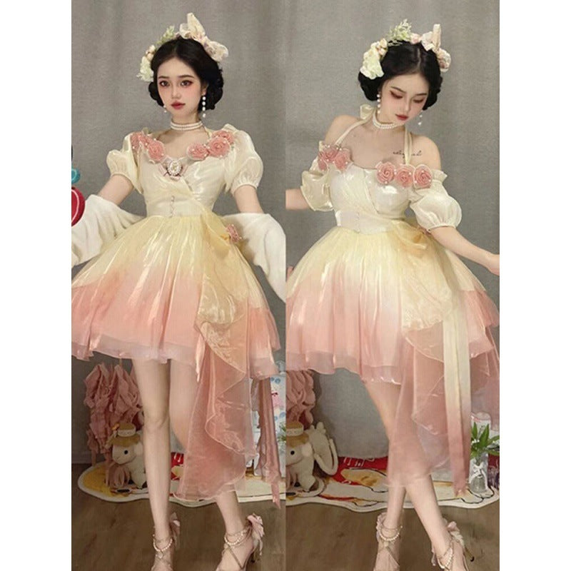 Sweet Girl Mermaid Color Three-dimensional Flower Lolita Dress