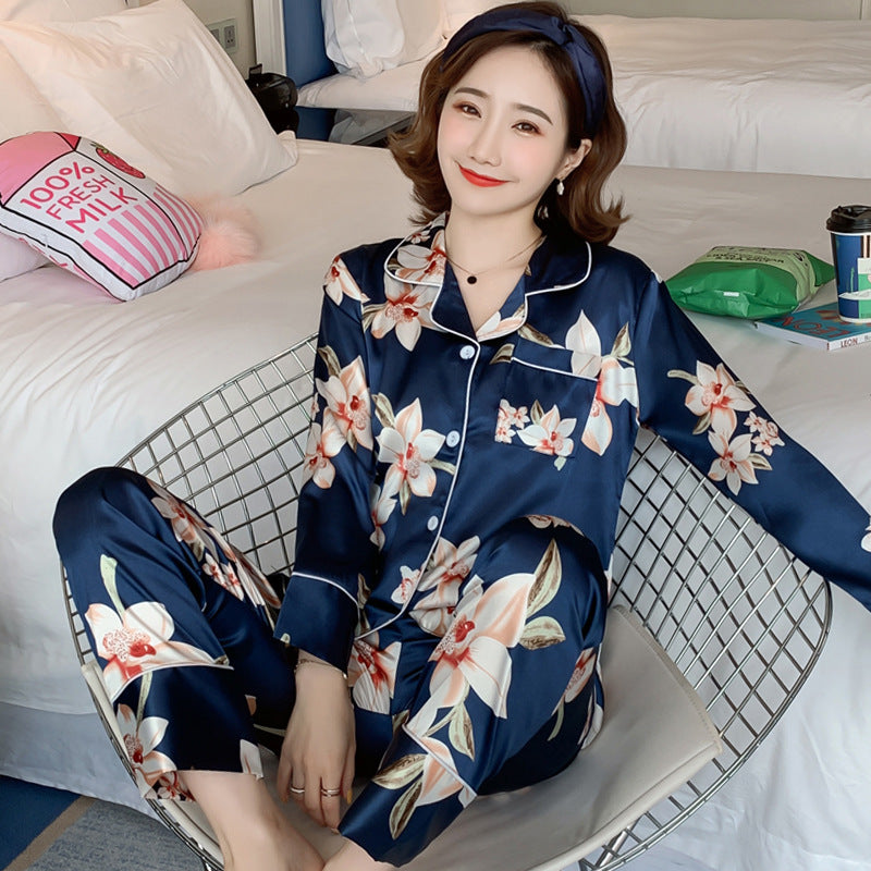 Plus Size Cardigan Lapel Ladies Pajamas Homewear