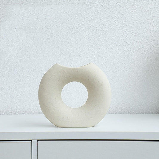 Nordic Style Simple Ceramic Vase Semicircle Creative Flower Device