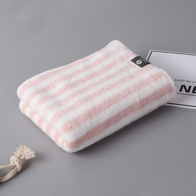 Fashion Coral Fleece Striped Towel Absorbent