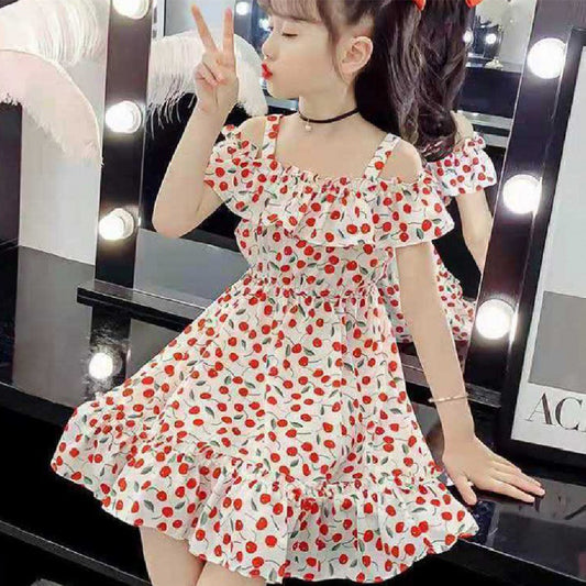 Medium And Big Children Floral Skirt Summer Little Girl Fashionable Princess Dress