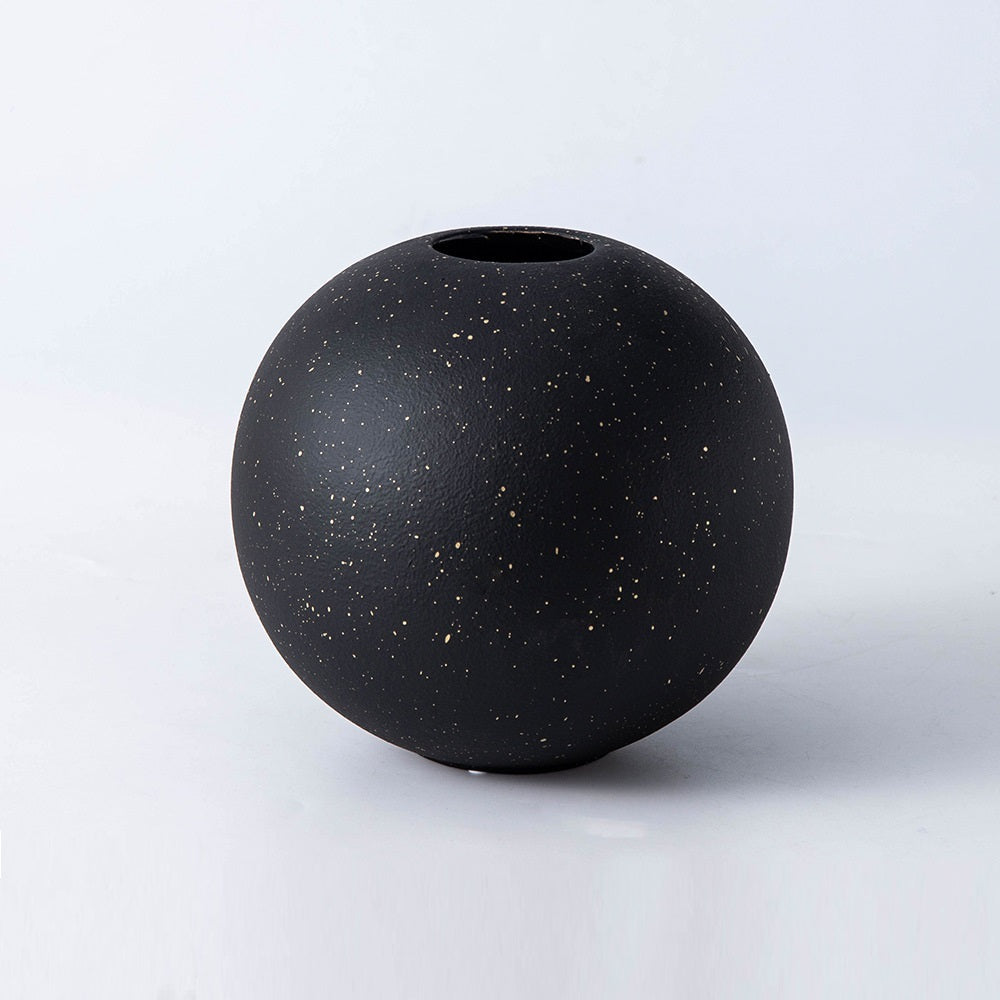 Simple Black And White Round Ceramic Vase Light Luxury Decoration