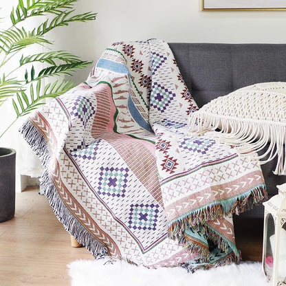 Geometric Double-sided Knitted Sofa Blanket