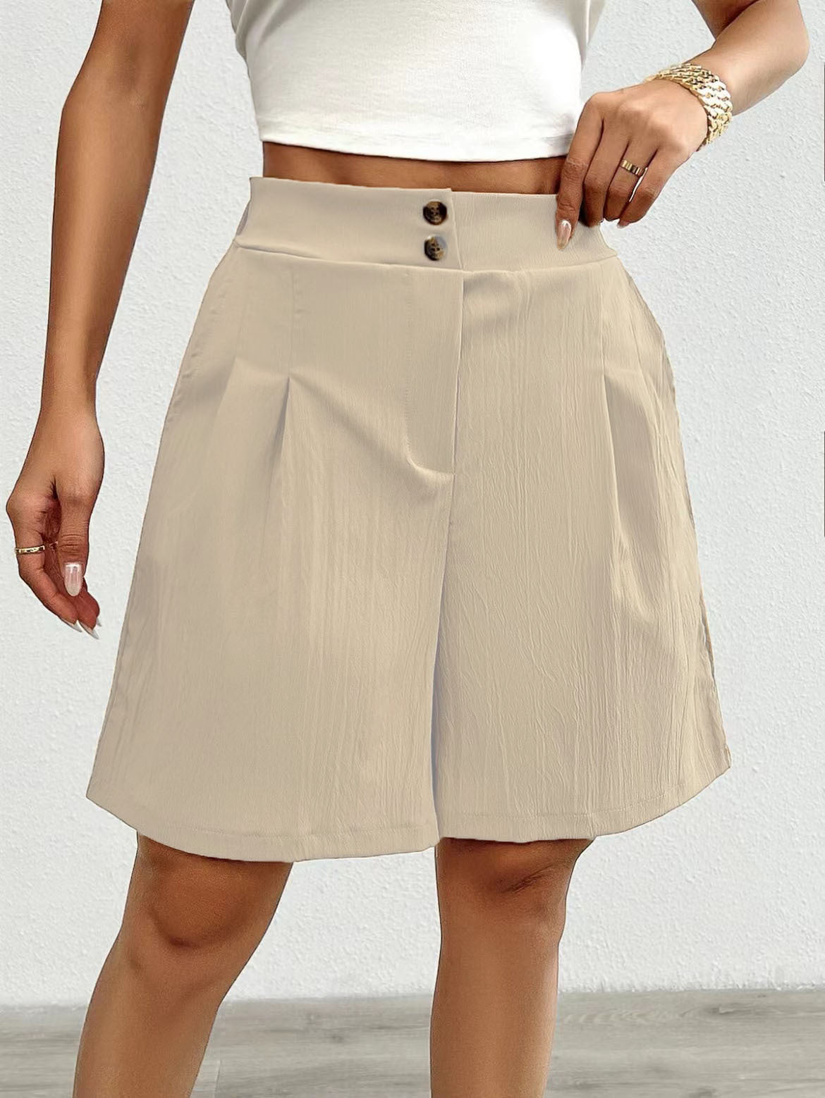Summer New Loose Pants Casual Women's High Waist Wide Leg Shorts
