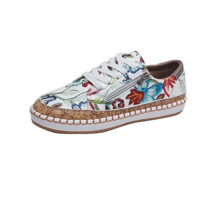Ethnic Style Printed Flats Shoes Casual Side Zip Slip-on Shoes Loafers Women - FLIPSTYLEZLLC