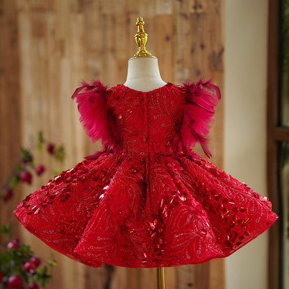 Girl's Dress Red Princess Children