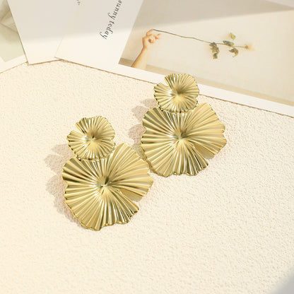 Fashionable Metal Sequin Large Earrings For Women's Personalized Flowers