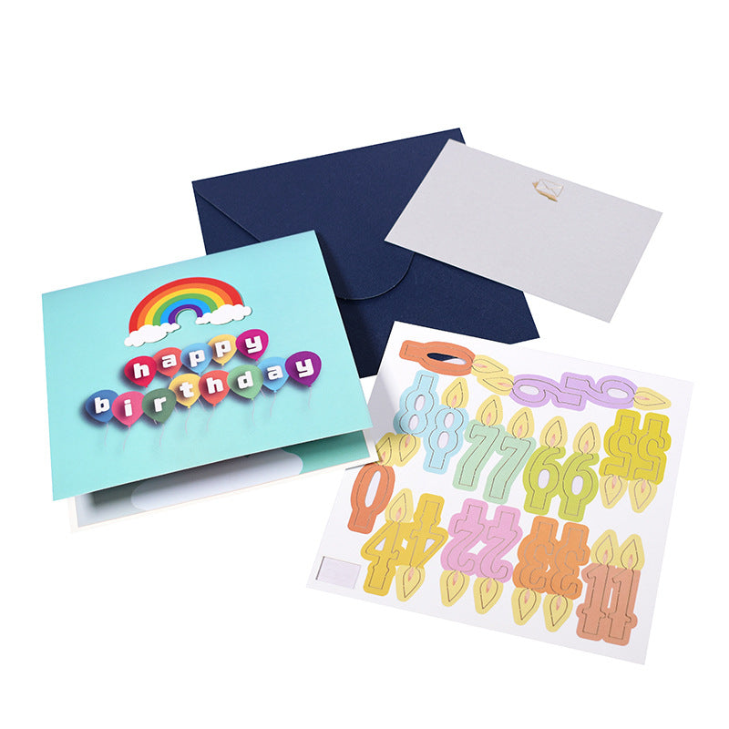 Creative Rainbow 3D Stereoscopic Greeting Cards Handmade Paper Carving