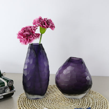 Irregularly Carved Ground Glass Vase Soft Decoration