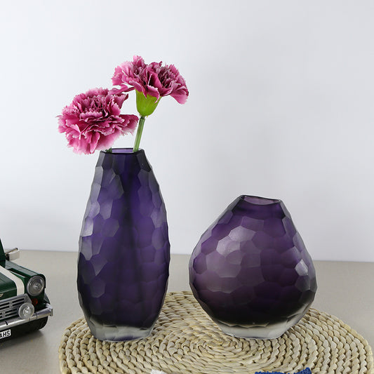 Irregularly Carved Ground Glass Vase Soft Decoration
