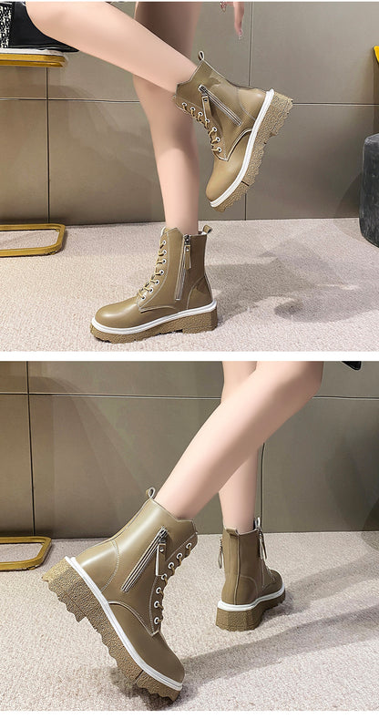 Martin Boots Female British Style New Fashion Thick-soled Short Tube