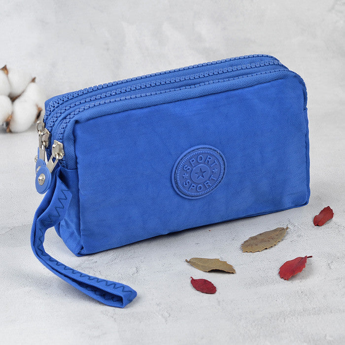 Simple Three-Layer Zipper Canvas Hand Purse