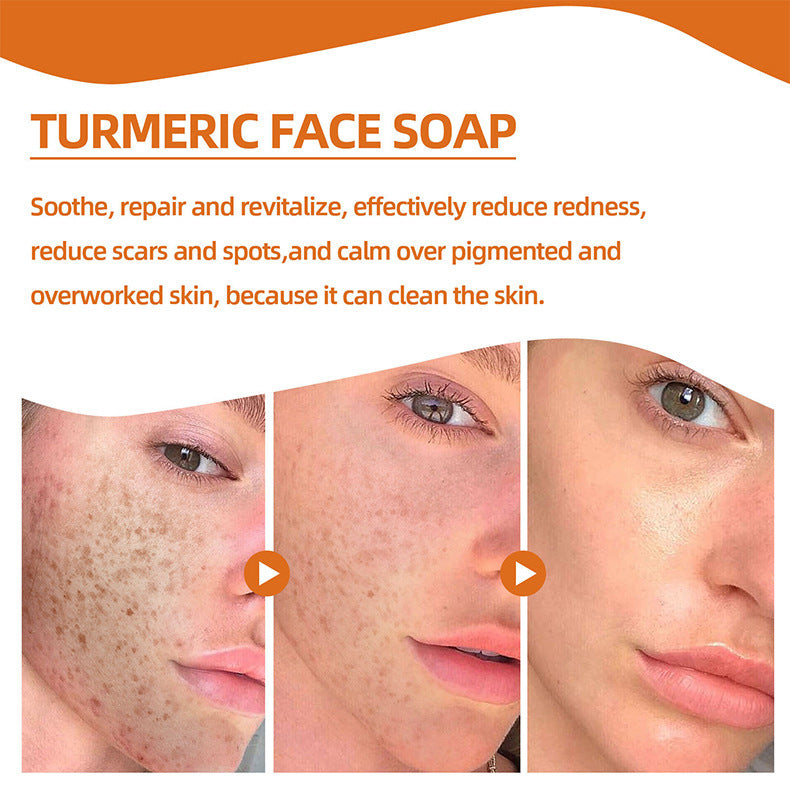 Turmeric Face Soap Facial Repair Gentle Cleansing Mite Removal Spot Fine Lines