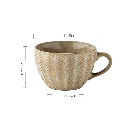 Retro Relief Breakfast Cup With Subtle Flaws