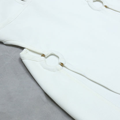 Summer Women's  Back Deep V White Evening Dress