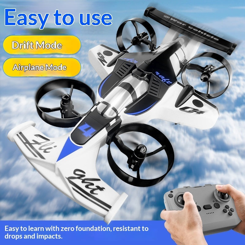 Shadow-Strike X: The Ultimate Land-Air Hybrid | White & Blue War Vehicle Dual-Mode RC Drone with Airplane Drift Mode