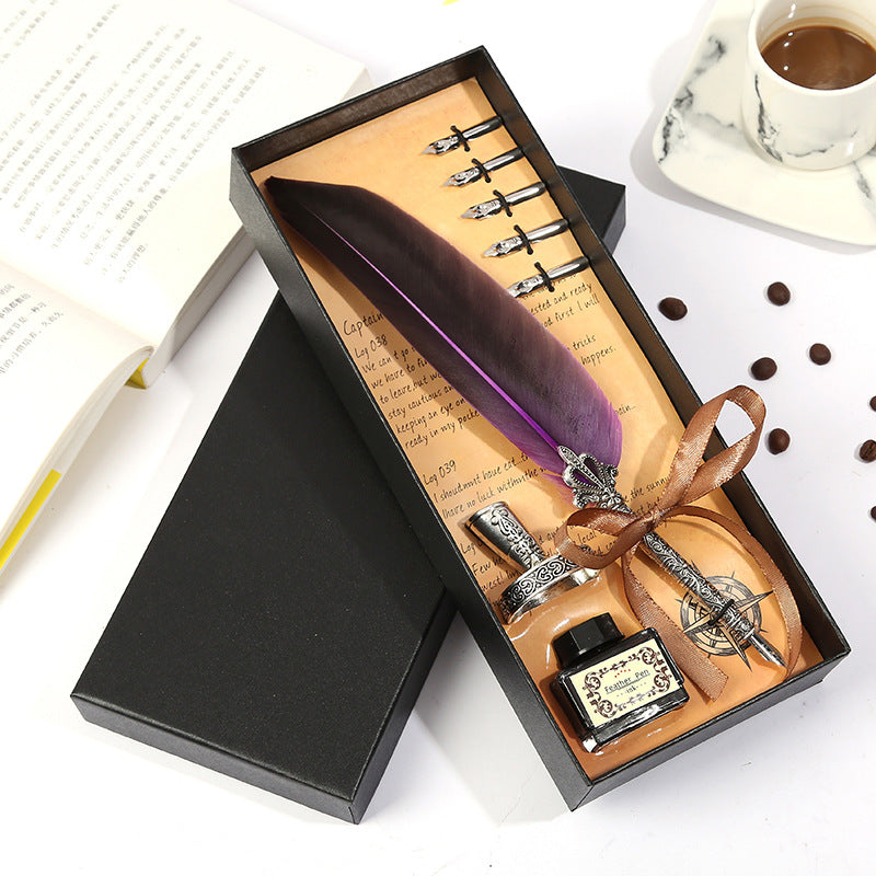 Gift Box Retro Metal Dip Pen