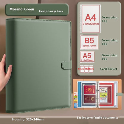 Thickened Leather Face Family ID Storage Book