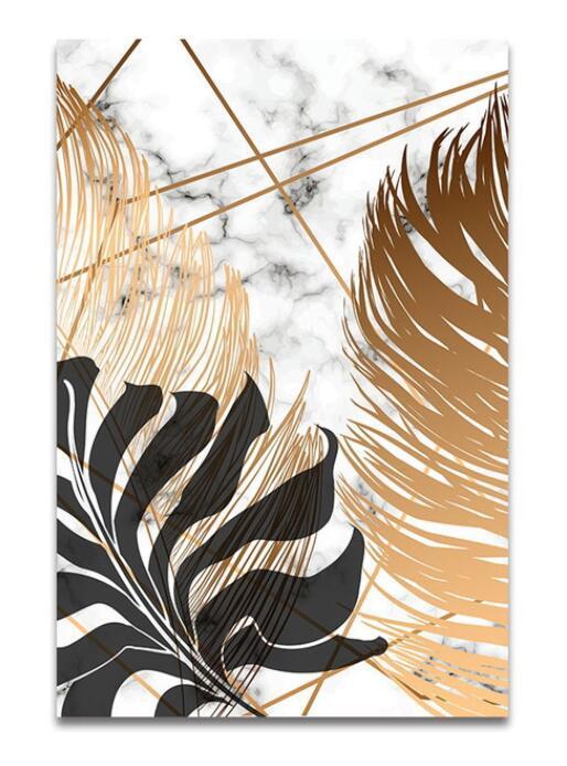 European Style Plant Gold Leaf Decorative Canvas Painting