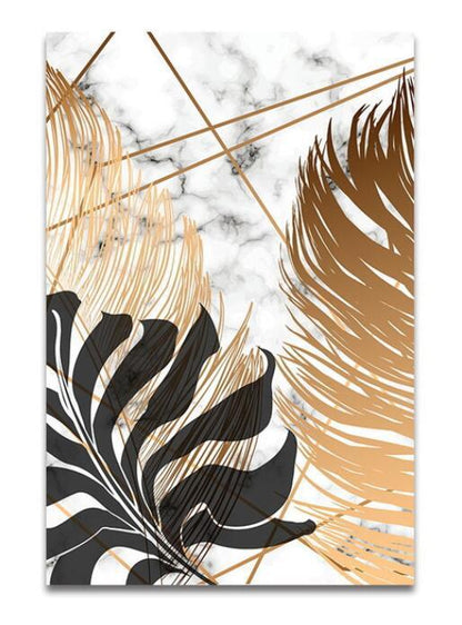 European Style Plant Gold Leaf Decorative Canvas Painting