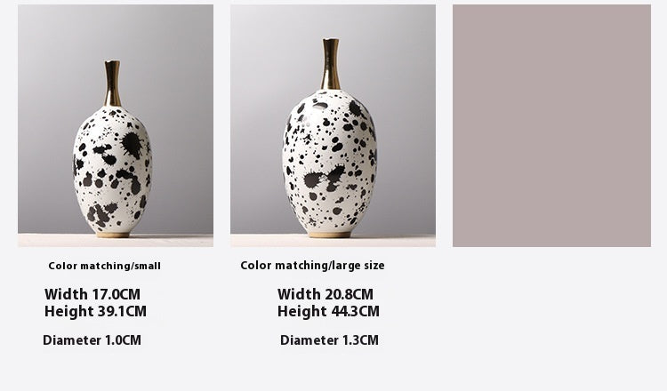 Chinese Ceramic Vase Splash-ink Color Matching Long Neck Flower Device
