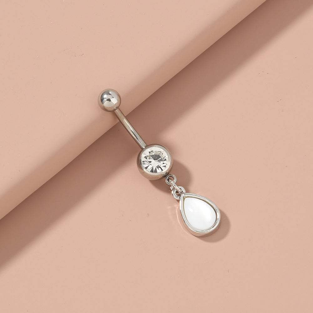 European and American foreign trade hot-selling jewelry stainless steel natural color belly button nail water drop natural shell piercing jewelry