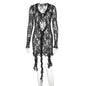 Hot Girl Lace See-through Deep V-neck Slim-fit Sheath Dress