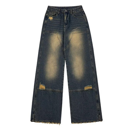 Dark Summer High Waist Washed All-match Wide Leg Pants