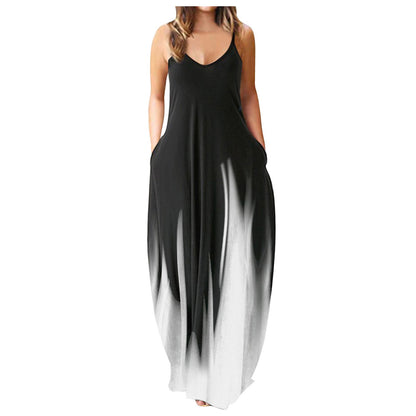 Casual Print Plus Size Sling Long Dress