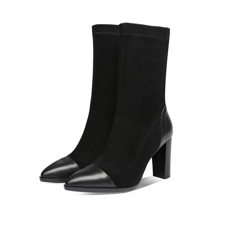 Thin Tube Socks Boots With Pointed Toe And Thick Heel