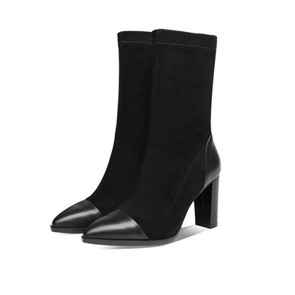 Thin Tube Socks Boots With Pointed Toe And Thick Heel