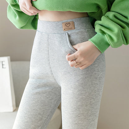 Solid Color Grey Plus Size Pocket Leggings Stretch