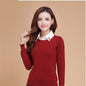 Winter Cashmere Jumper Slim Fit Plus Size Solid Color Round Neck for Women