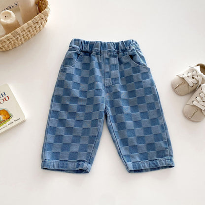 Fashion Personality Boys' Plaid Casual Pants