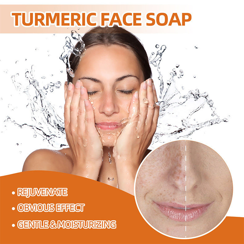 Turmeric Face Soap Facial Repair Gentle Cleansing Mite Removal Spot Fine Lines