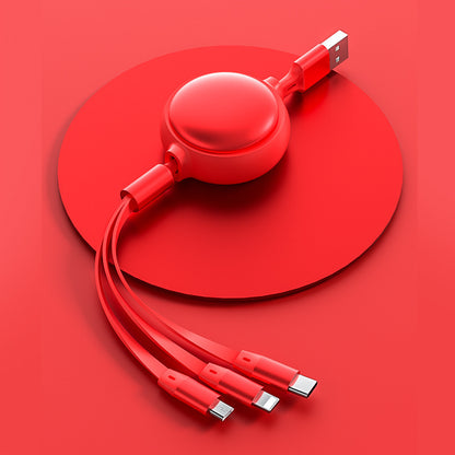 The Data Cable Is Suitable For Apple Android Type-c Three-in-one Silicone Telescopic Charging Cable