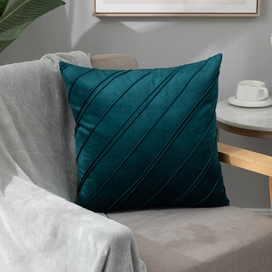 Pure Color Velvet Plaid Pillowcase Home Sofa Bedside Pillow Short Plush Cushion