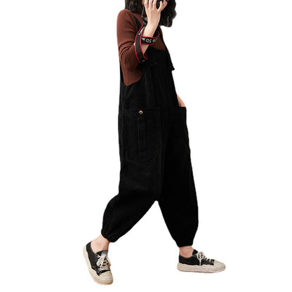 Corduroy Large Pocket Age Reduction Plus Size Overalls