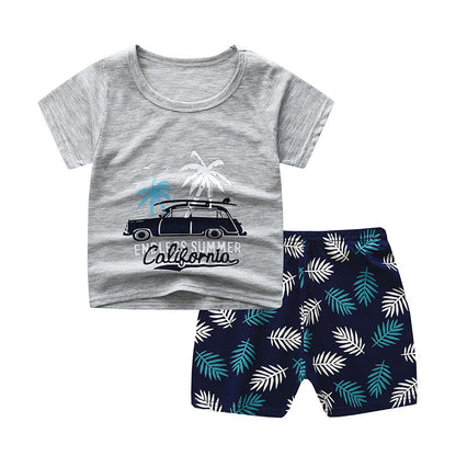 New Children's Short Sleeved Suit Baby  Cotton Short Sleeved