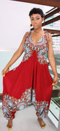 Personalized Positioning Print Nude Back Tie Low Jumpsuit
