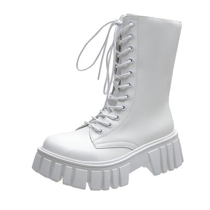 New British Style Fashion Thick-soled Muffin Cross-strap Martin Boots